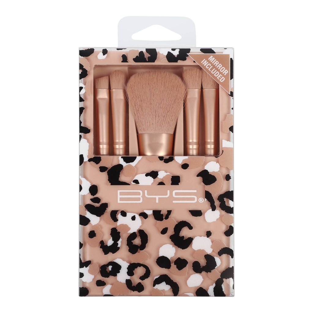 Kit Pennelli Trucco BYS con Specchio LEOPARDATO