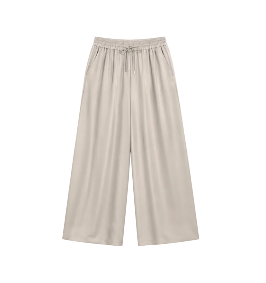 Pantaloni beige satin