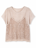 T-shirt con canotta pizzo