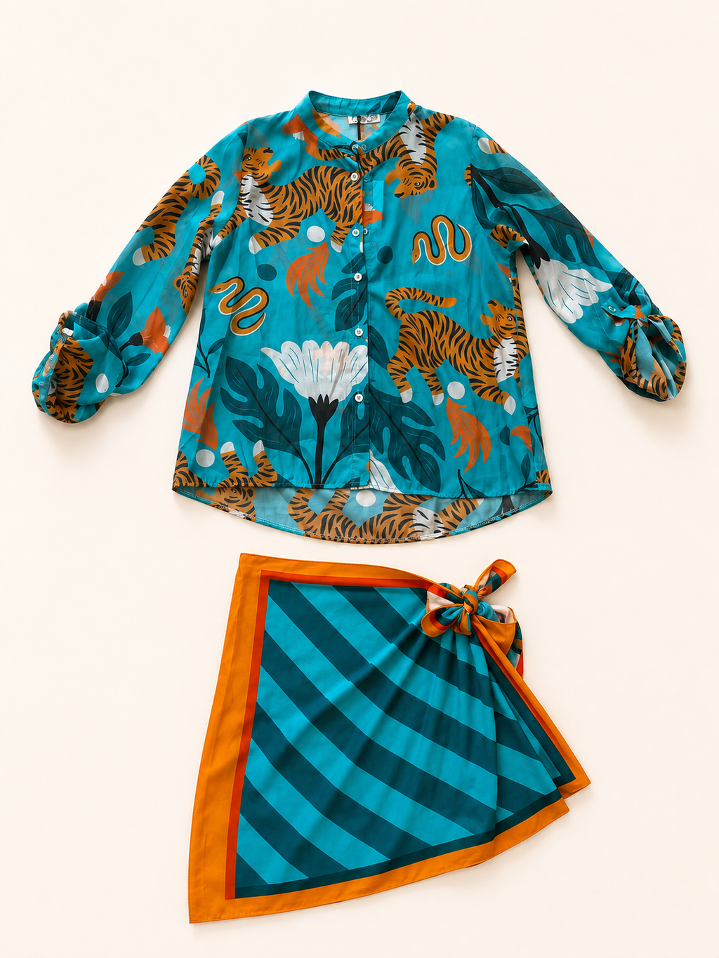 Set camicia + pareo leopardo