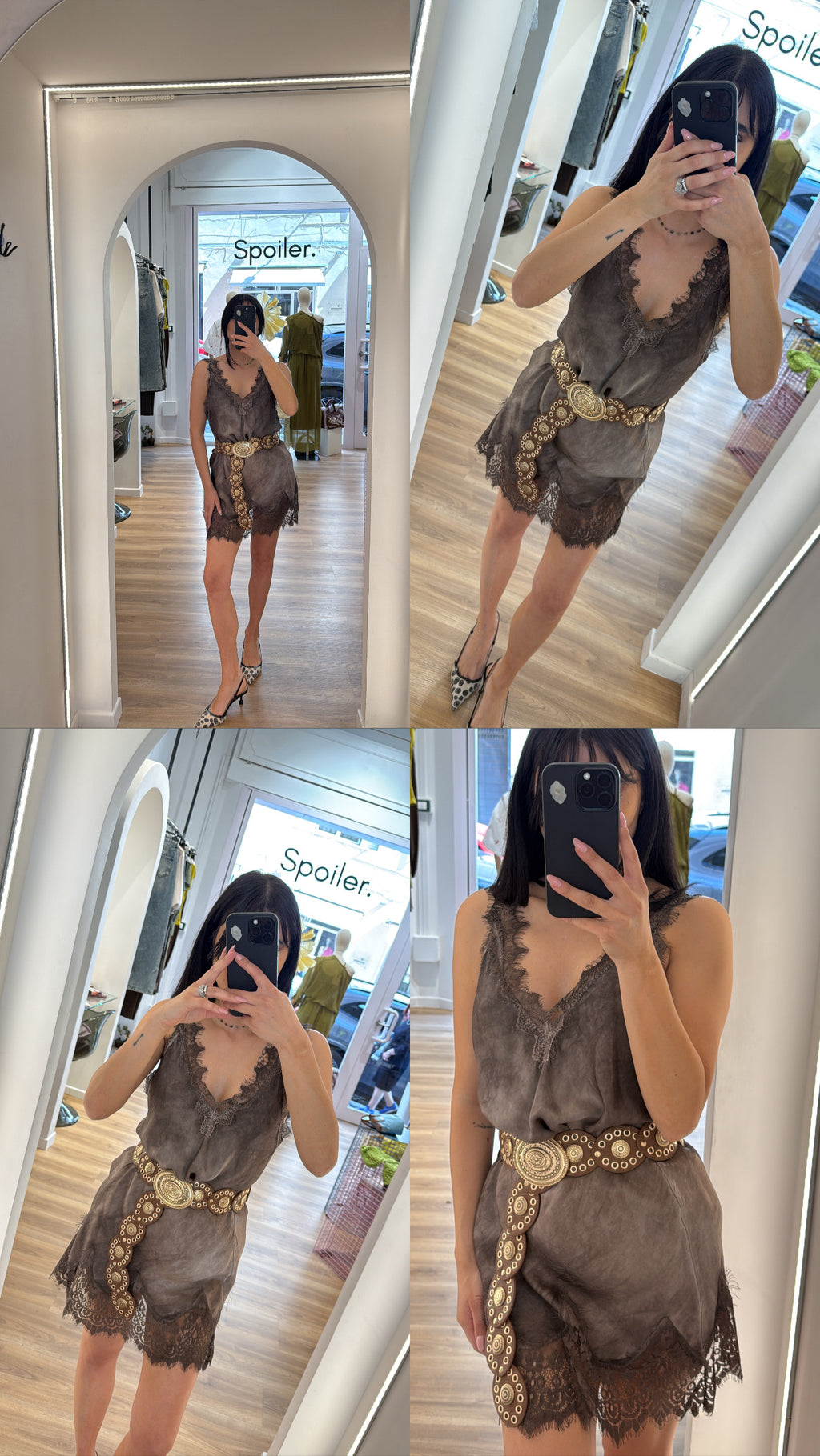 Top pizzo marrone