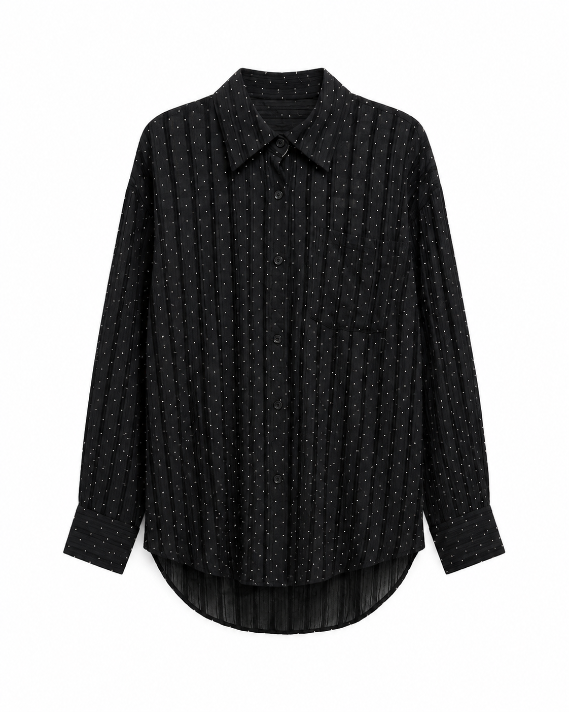 Camicia Over Nera Strass
