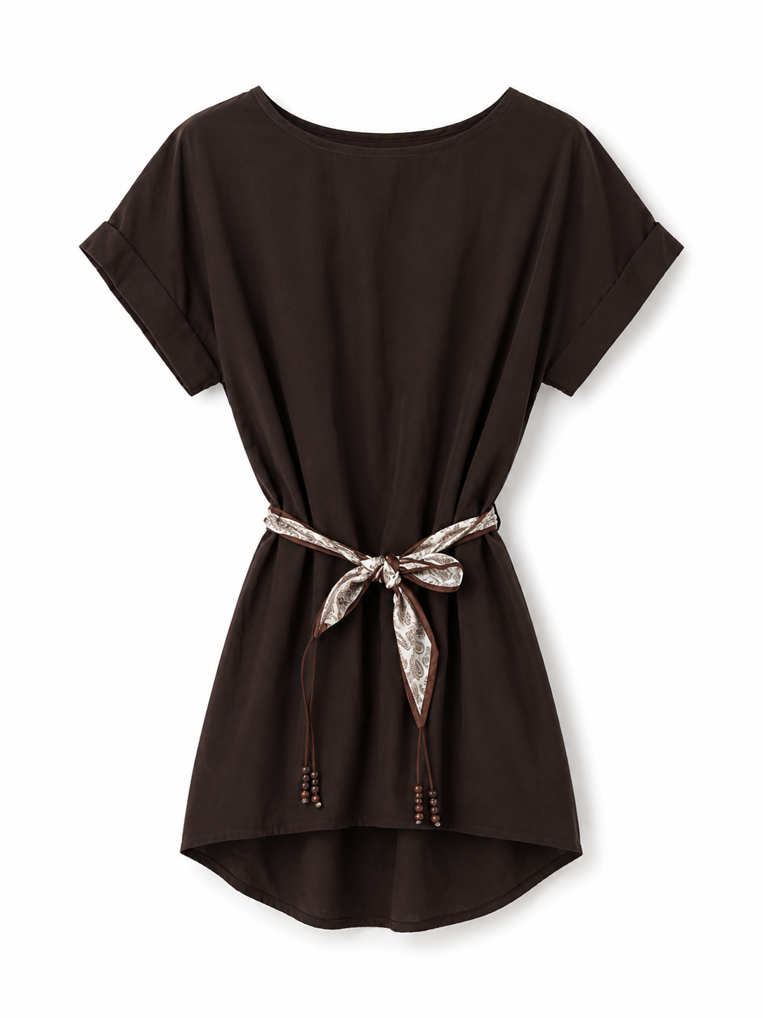 Abito popeline cintura foulard