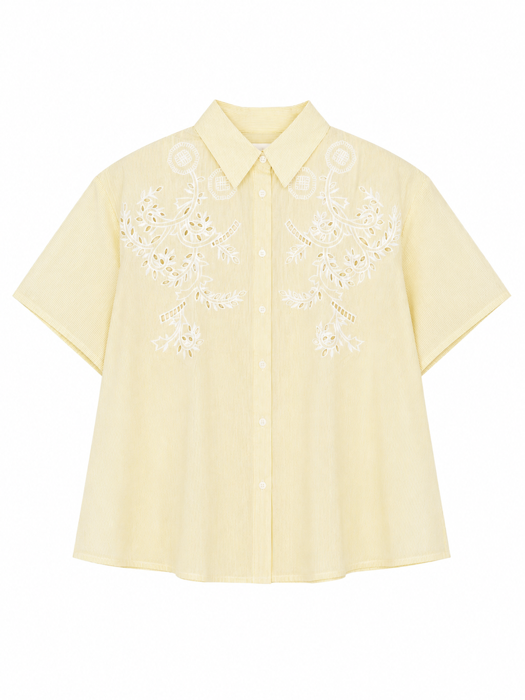 Set camicia e shorts righe e ricami