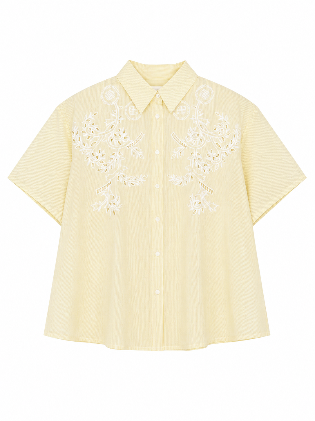 Set camicia e shorts righe e ricami
