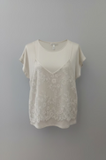 Maglia t-shirt pizzo beige sabbia