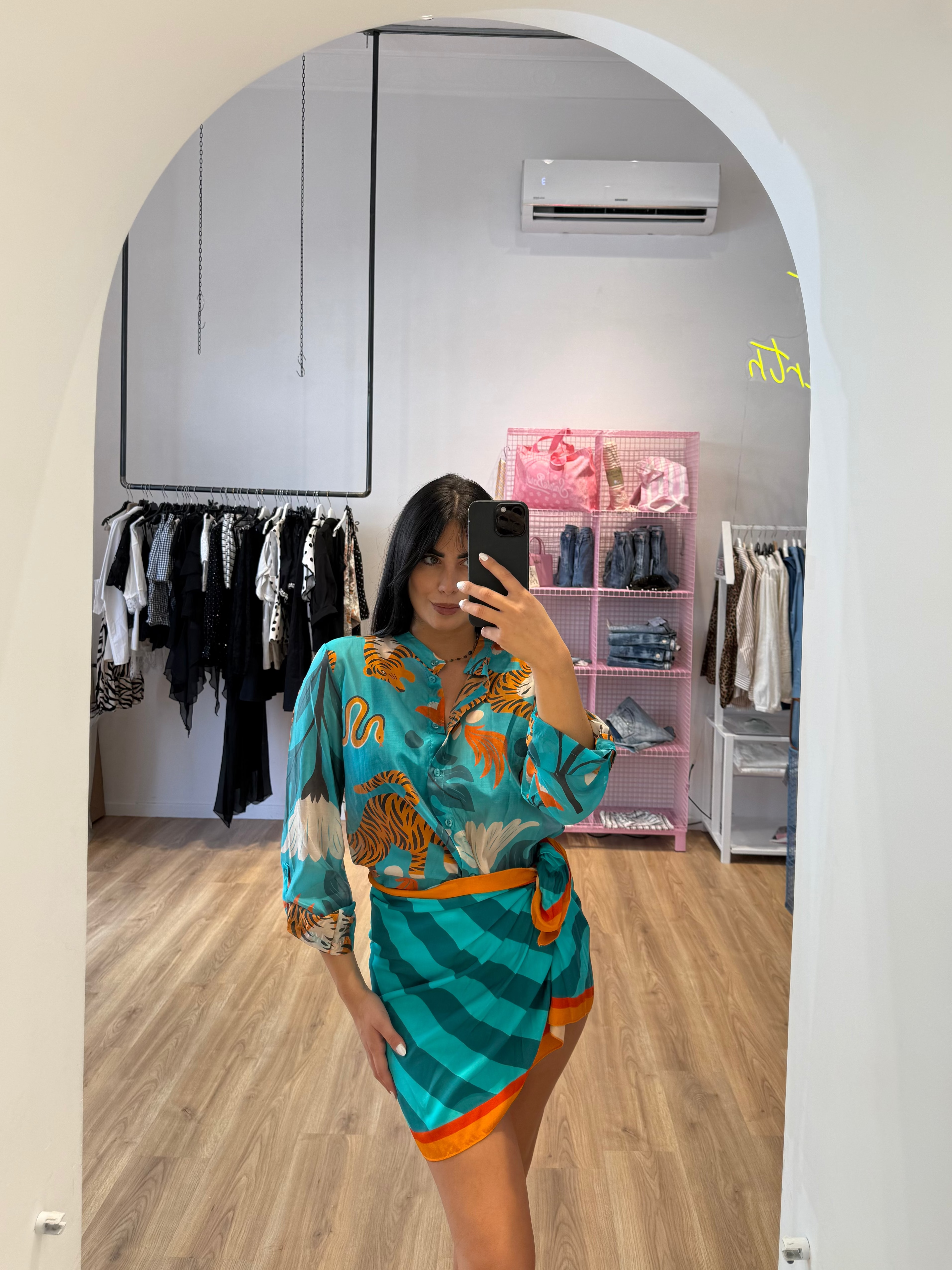 Set camicia + pareo leopardo