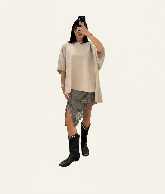T-shirt abito Beige