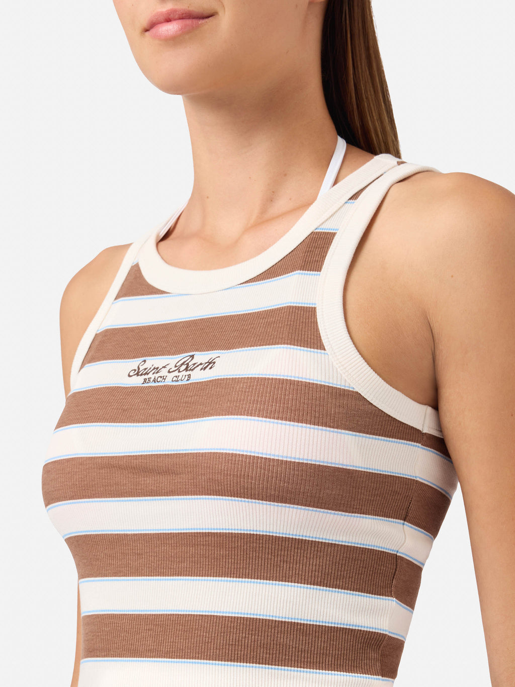 Tank Top Marrone/bianco