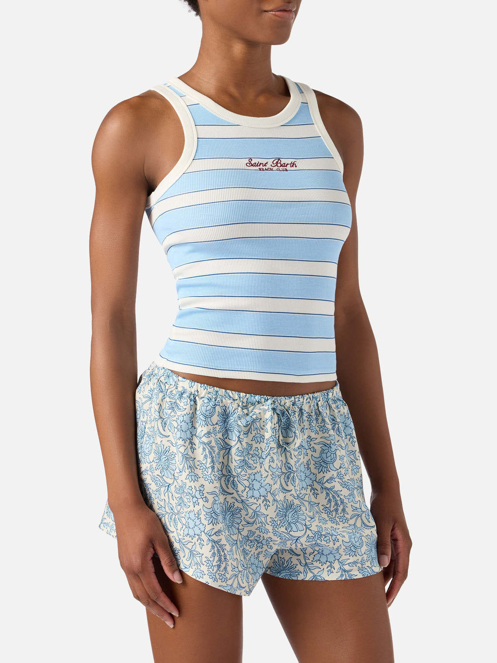 Tank Top righe azzurro/bianco