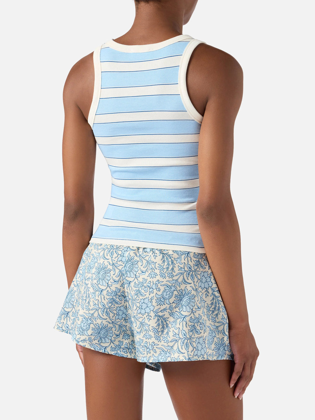 Tank Top righe azzurro/bianco
