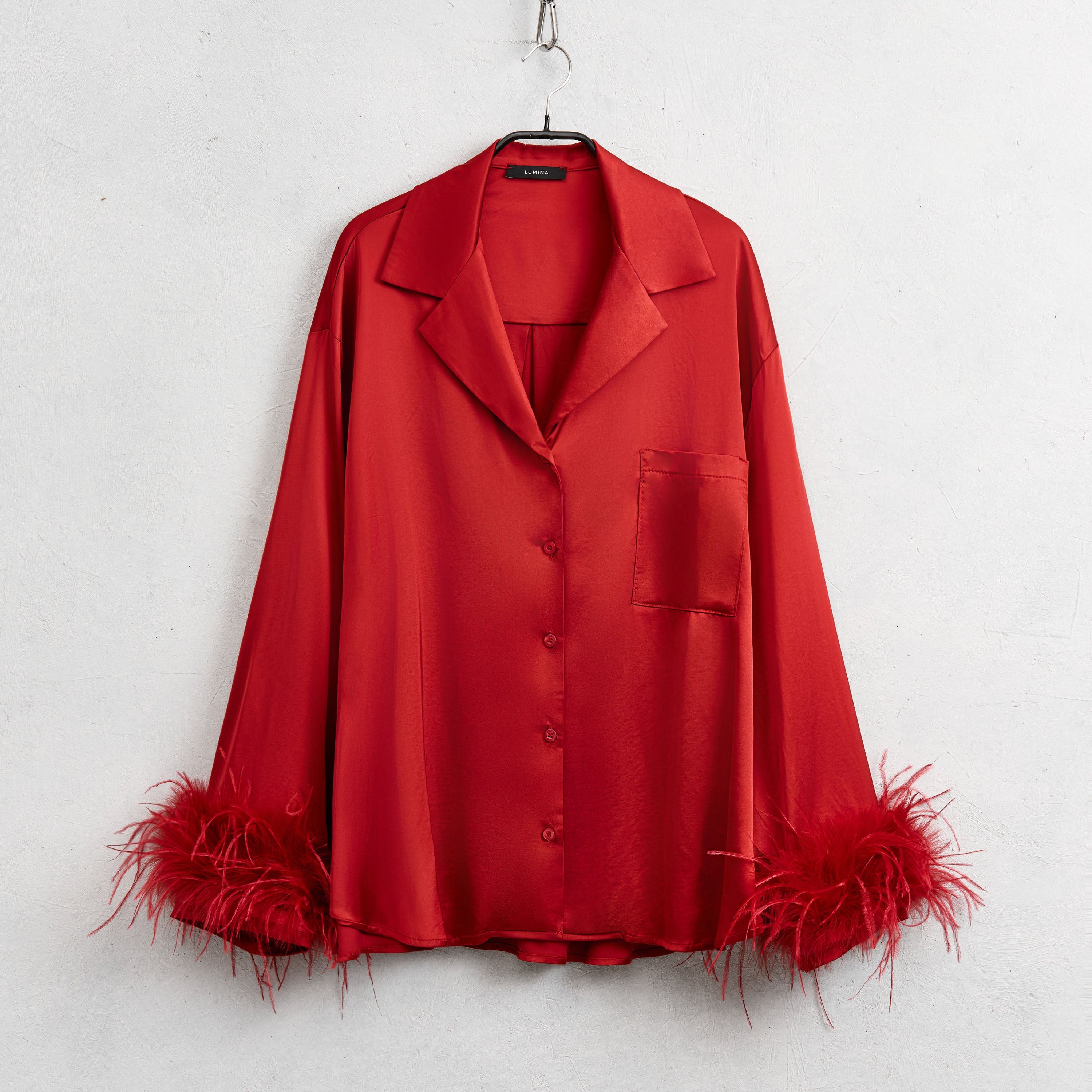 Camicia piume rosso