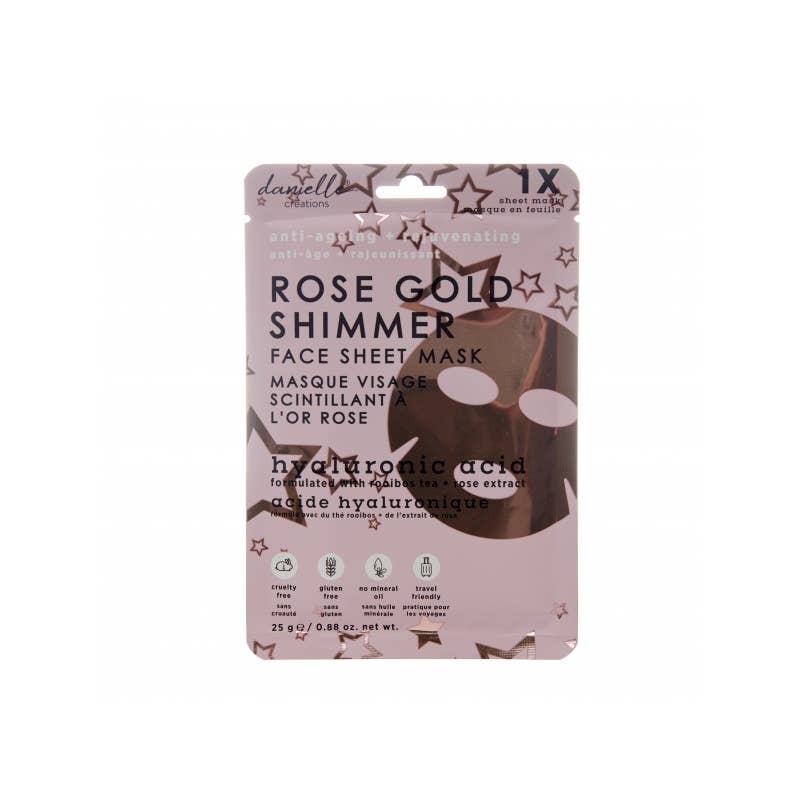 Maschera viso in foglio con scintillio dorato Danielle Rose 1 pz