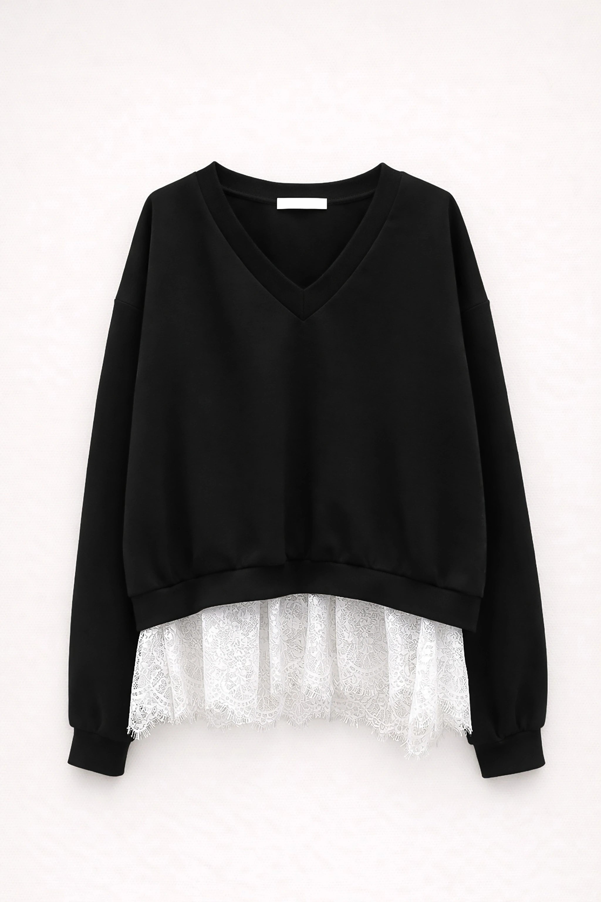 Felpa Scollo  a V con pizzo in fondo
