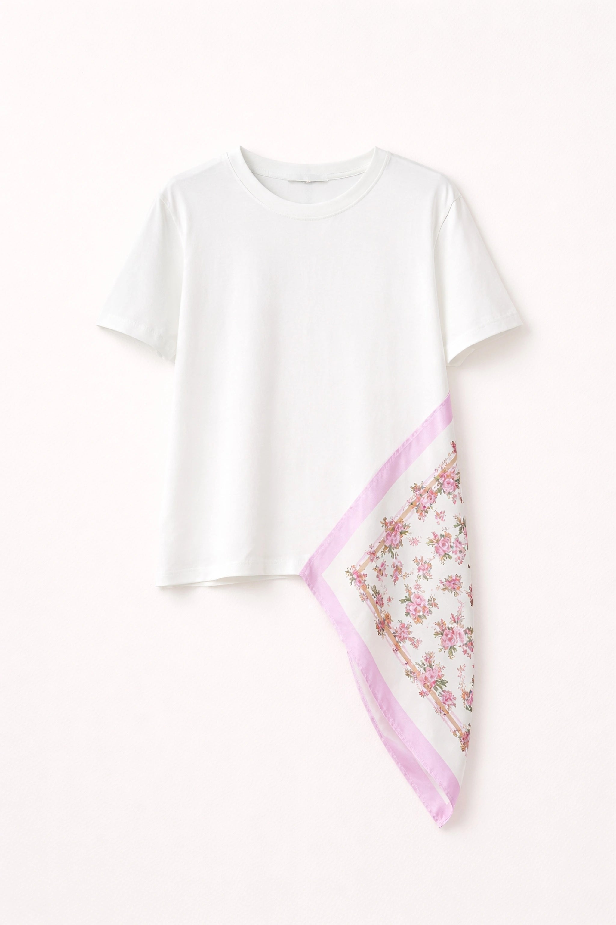 T-Shirt bianca con inserto foulard